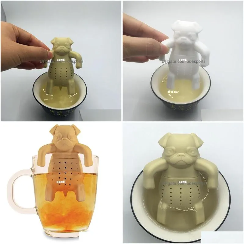 lovely tea strainers pug in a mug silicone tea infuser kawai portable dog xb1