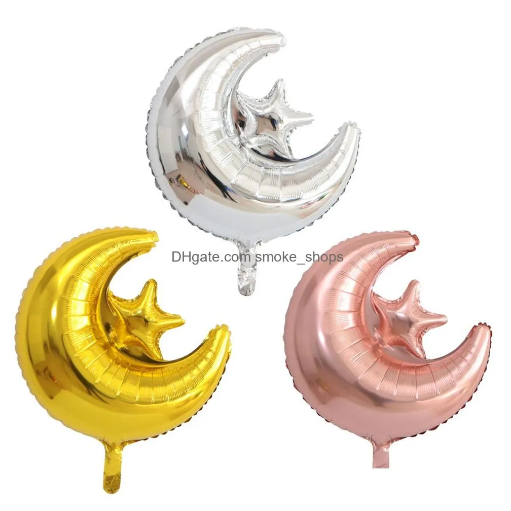 11pcs/set ramadan decoration eid mubarak foil balloons rose gold silver letter with star moon for muslim party supplies jk2103kd