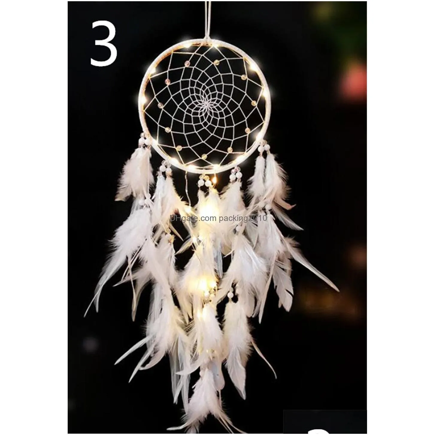 girl heart dream catcher national feather ornaments lace ribbons feathers wrapped lights girls room decor dreamcatcher xb