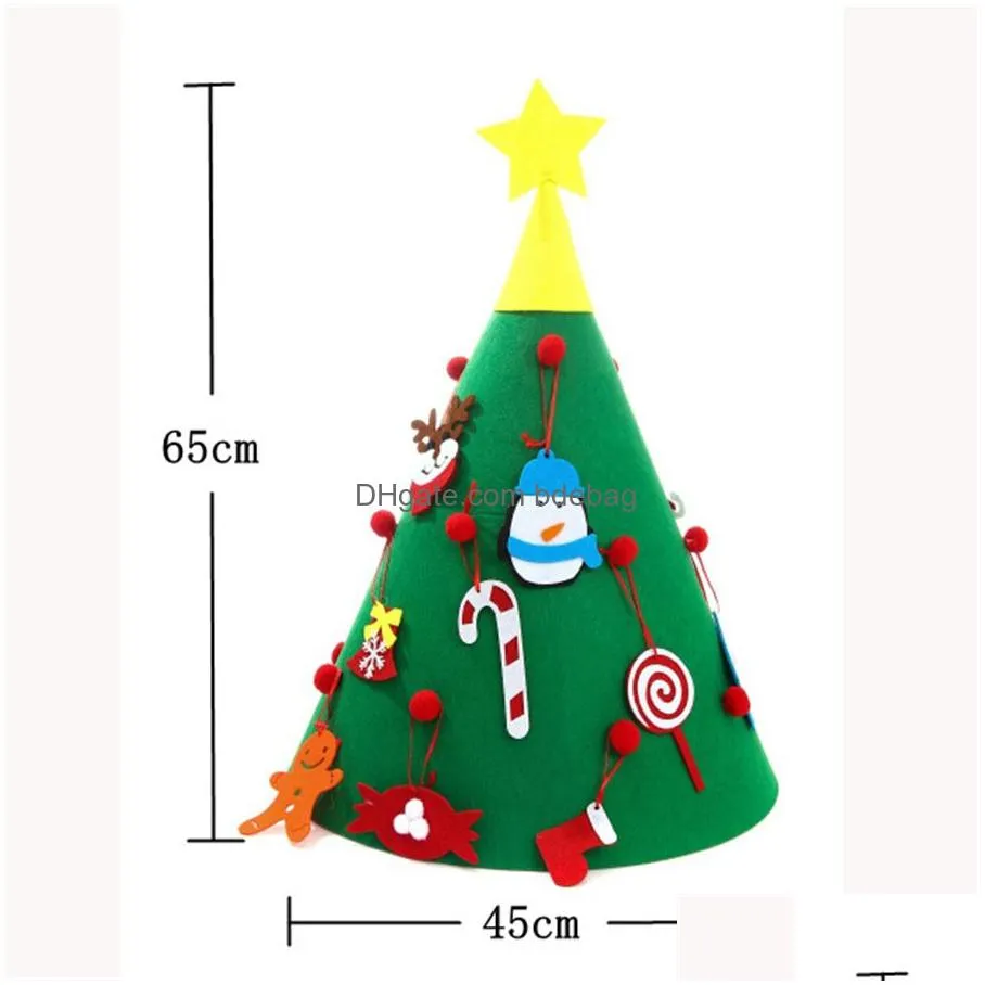 3d diy felt christmas tree with hanging ornaments kids xmas gifts christmas home decorations puzzle educational toys jk1910