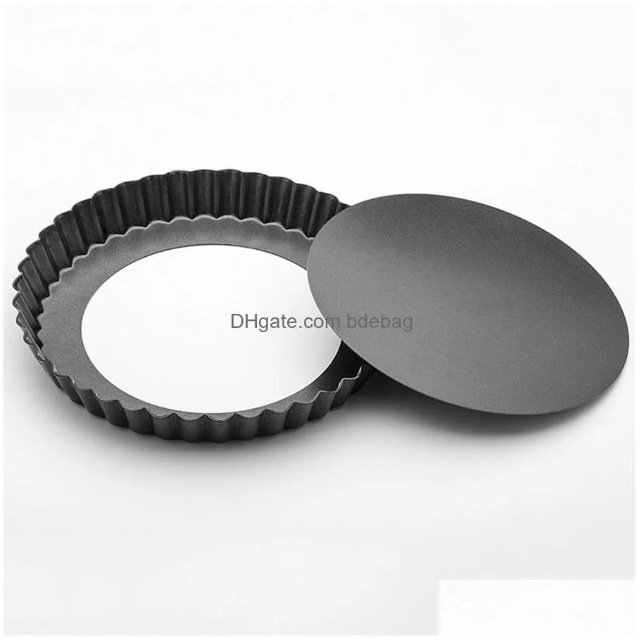 non-stick tart quiche flan pan molds pie pizza cake round mould removable loose bottom fluted pizza pan bakeware 8.8 in xbjk1911