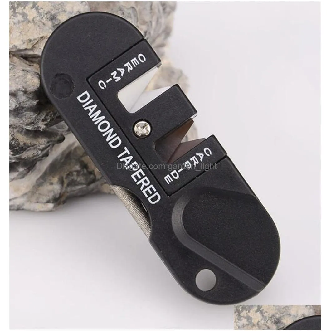  garden home portable tungsten ceramic carbide knife whetstone sharpener sharpen fish hook pocket diamond tool camp hike outdoor