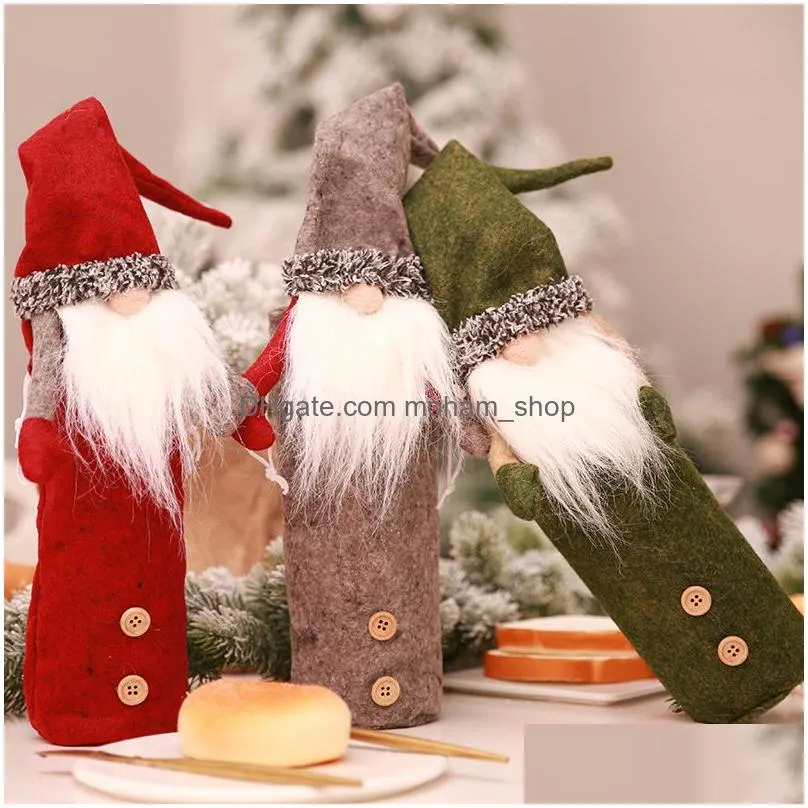 christmas gnomes wine bottle cover handmade swedish tomte gnomes santa claus bottle toppers bags holiday home decorations jk2010xb