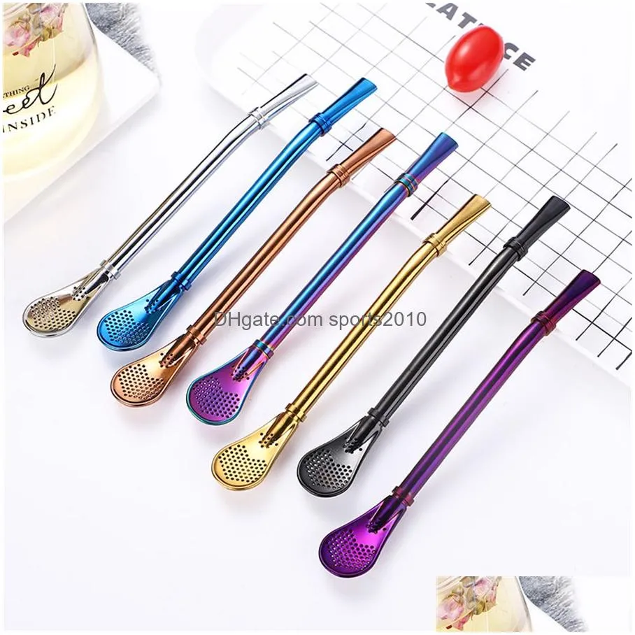 drinking straw stainless steel yerba mate straw gourd bombilla filter spoons reusable metal pro tea tools bar accessories jk2006kd