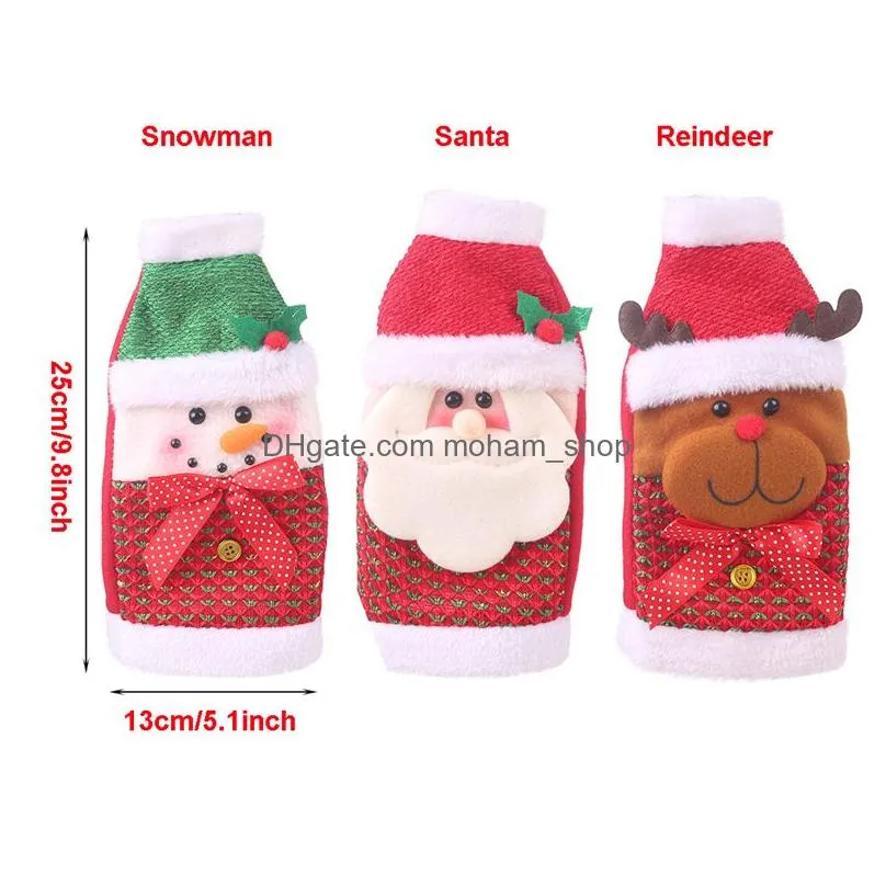 christmas wine bottle cover champagne sweater santa reindeer snowman xmas party decorations table ornaments xbjk2109