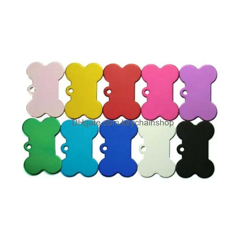 10 colors 38mm dog tag bone pet identity card keychains aluminum alloy pets supplies tags