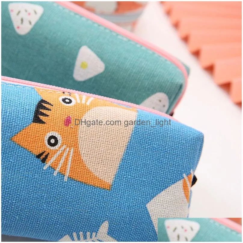 cute cartoon zipper pencil case bags pen holder makeup pouch organizer canvas stationery storage bag for kids no pencils xbjk2105