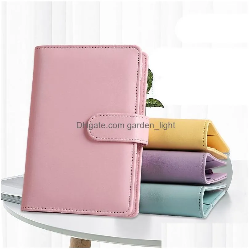 a6 pu leather notebook notepads cover refillable 6 ring binder loose leaf personal organizer blue yellow purple pink kdjk2105