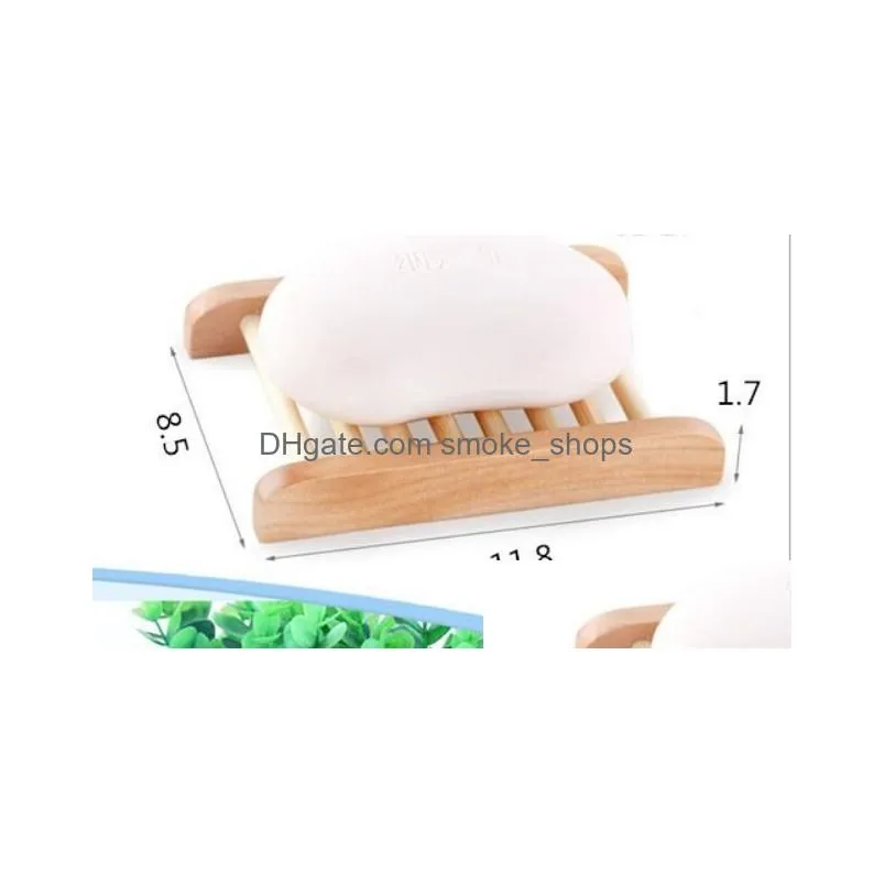 home wooden natural bamboo soap dishes tray holder storage rack plate box container bathroom soap saver rectangular sink drainer hand craft
