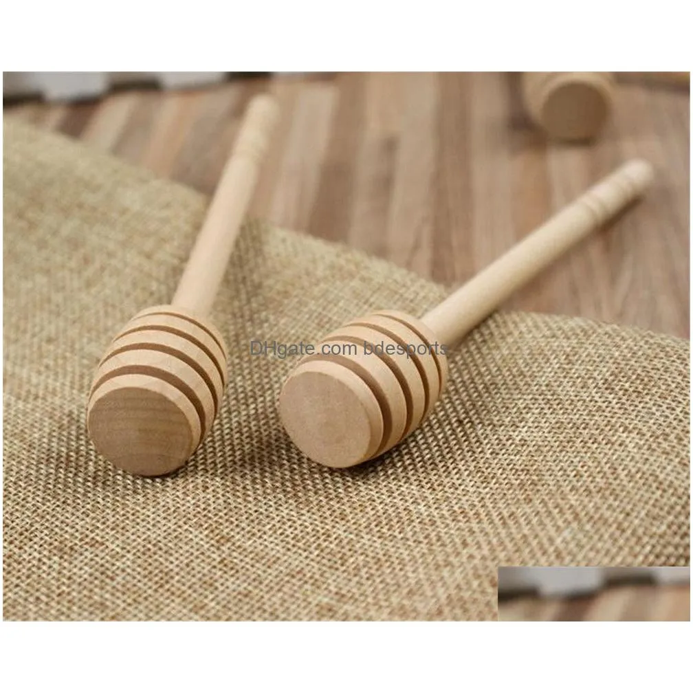 kitchen dining bar 15 cm stirrer wooden honey spoon stick for honey jar long handle mixing stick honey dipper party supply kd1