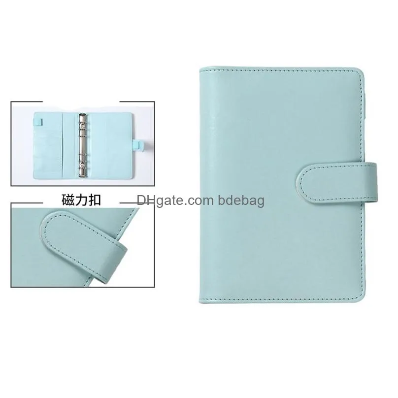 a6 pu leather notebook notepads cover refillable 6 ring binder loose leaf personal organizer blue yellow purple pink xbjk2105