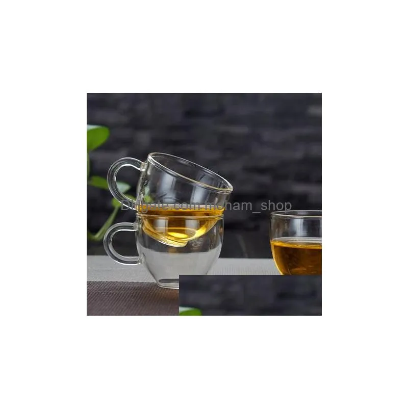 100ml glass cups heat resisting clear handmade crystal mini kungfu tea coffee milk tea round drink mug