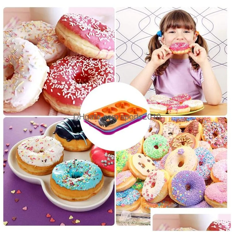 silicone donut pan 6-cavity doughnuts mold non-stick cake biscuit bagels mould tray pastry baking tools jk2007kd