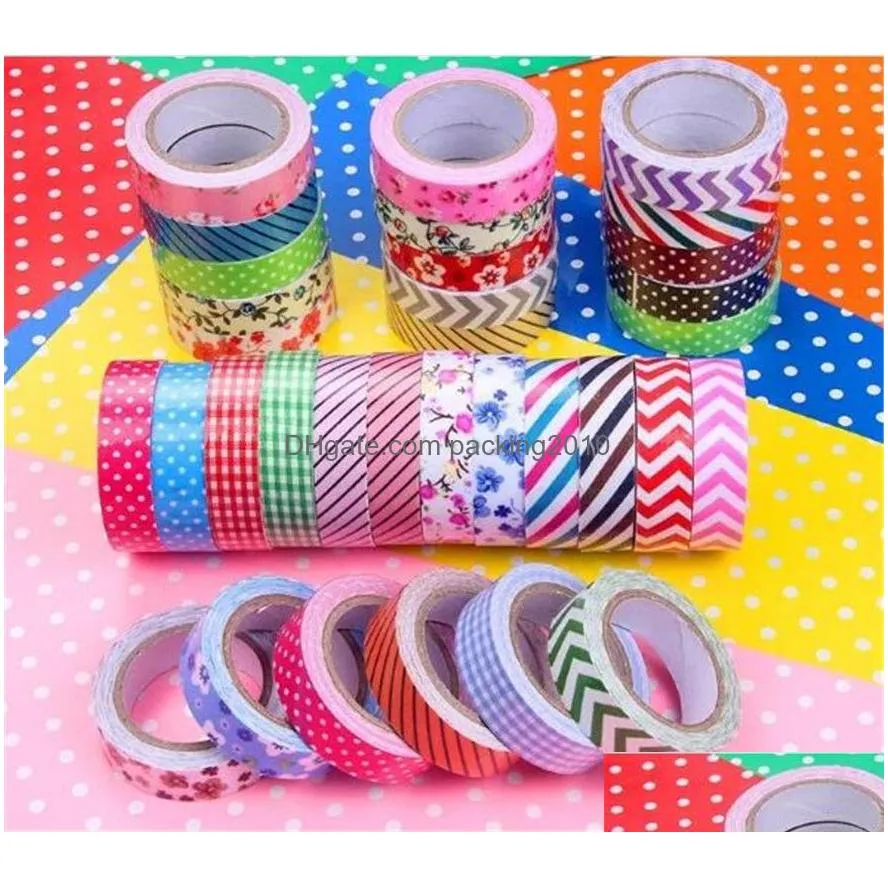washi masking cloth tape self-adhesive decoration fabric tape janpan style flower frabric diy tape check flower wave dot 2016 xb1