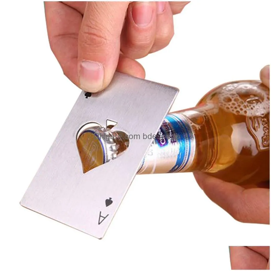 stylish poker playing card ace of spades bar tool soda beer bottle cap opener gift