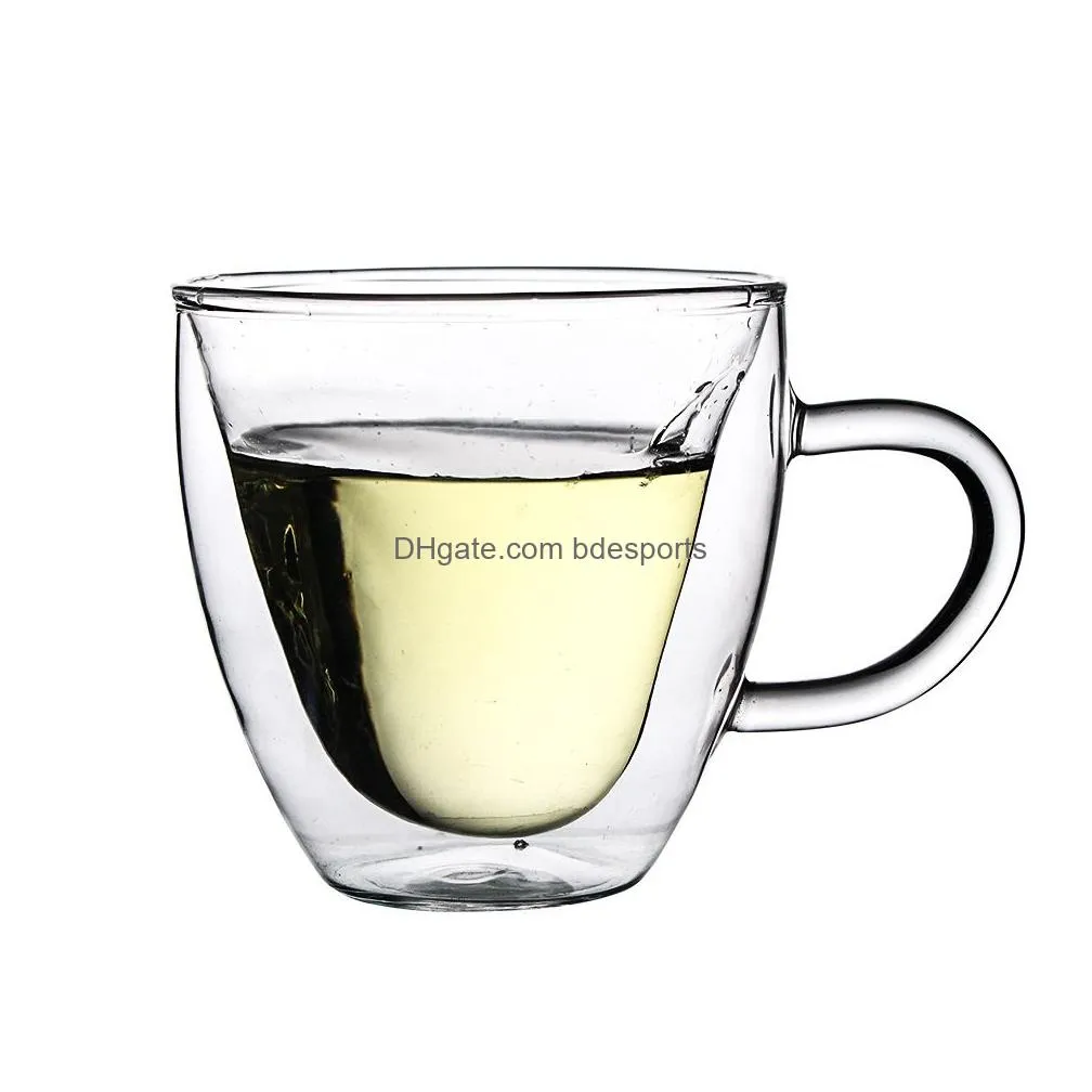 drinking glass tea cups double wall layer tea cup heat-resisting creative heart-shaped double glass juice mug milk coffee cup