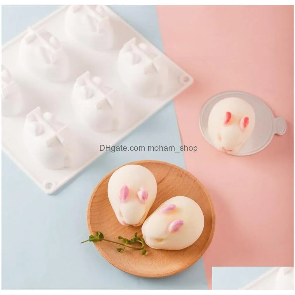  home 3d creative food grade easter silicone rabbit ice cream mold mousse cake chocolate baking utensils kd1