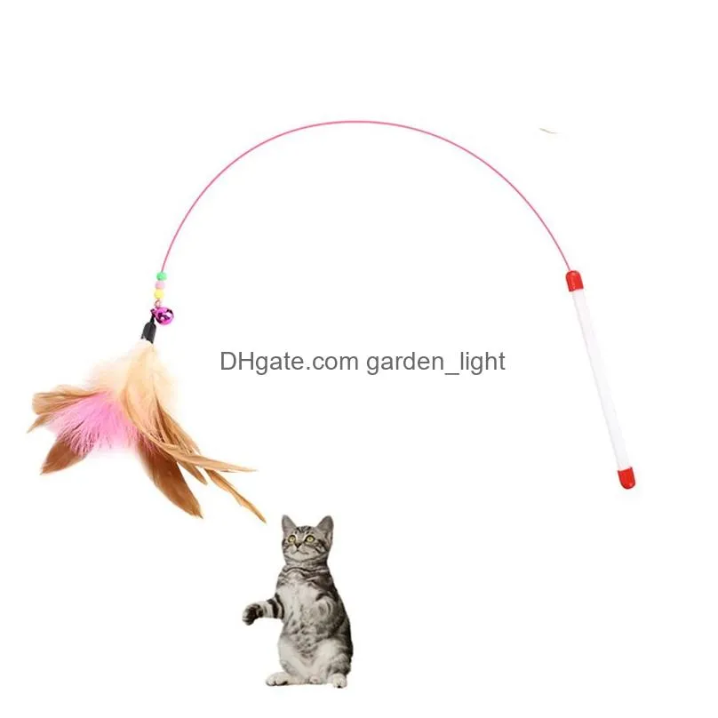 pet cat teaser toy wire dangler wand feather plush fish caterpillar interactive fun exerciser playing toy jk2012ph