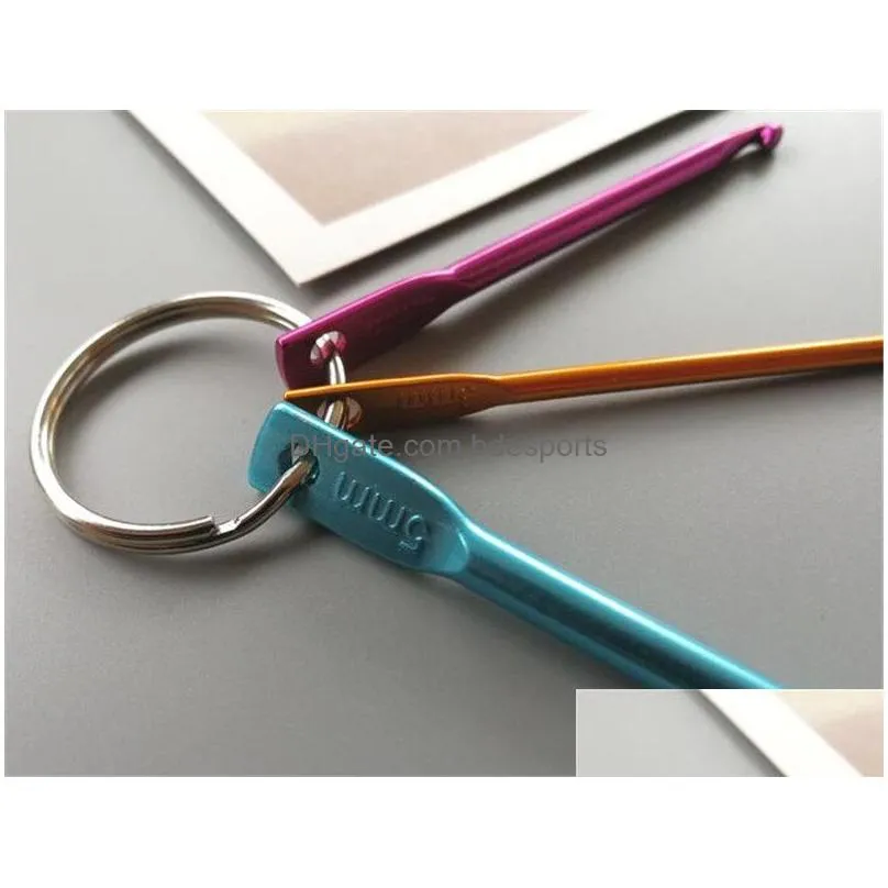 3 sizes in 1 set keychain hooks diy multicolour crafts knitting needles mini aluminum crochet hook kd1