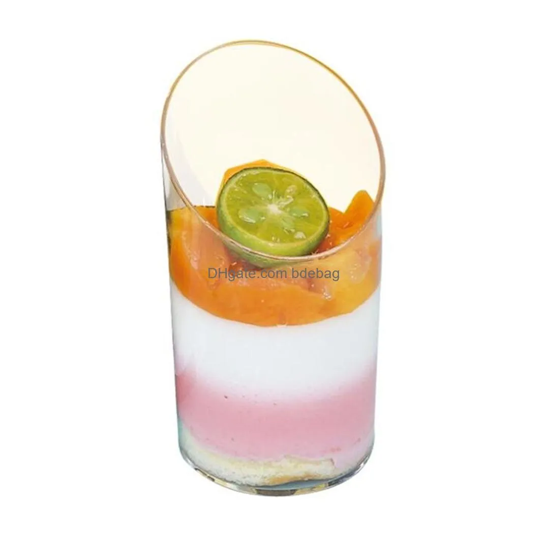 drinkware 3 oz mini dessert cups slanted round clear plastic parfait appetizer cup reusable serving bowl for tasting party appetizers