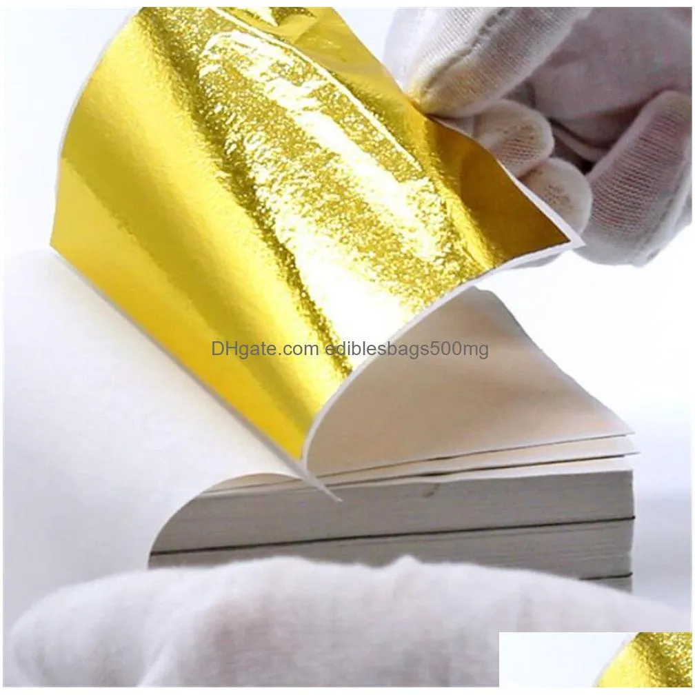 9x9cm 100 sheets practical k pure shiny gold leaf for gilding funiture lines wall crafts handicrafts gilding decoration xb1