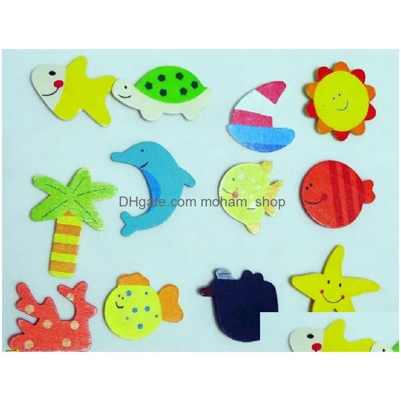 wooden fridge magnet sticker fridge magnet/refrigerator magnet message clip childrens cute cartoon