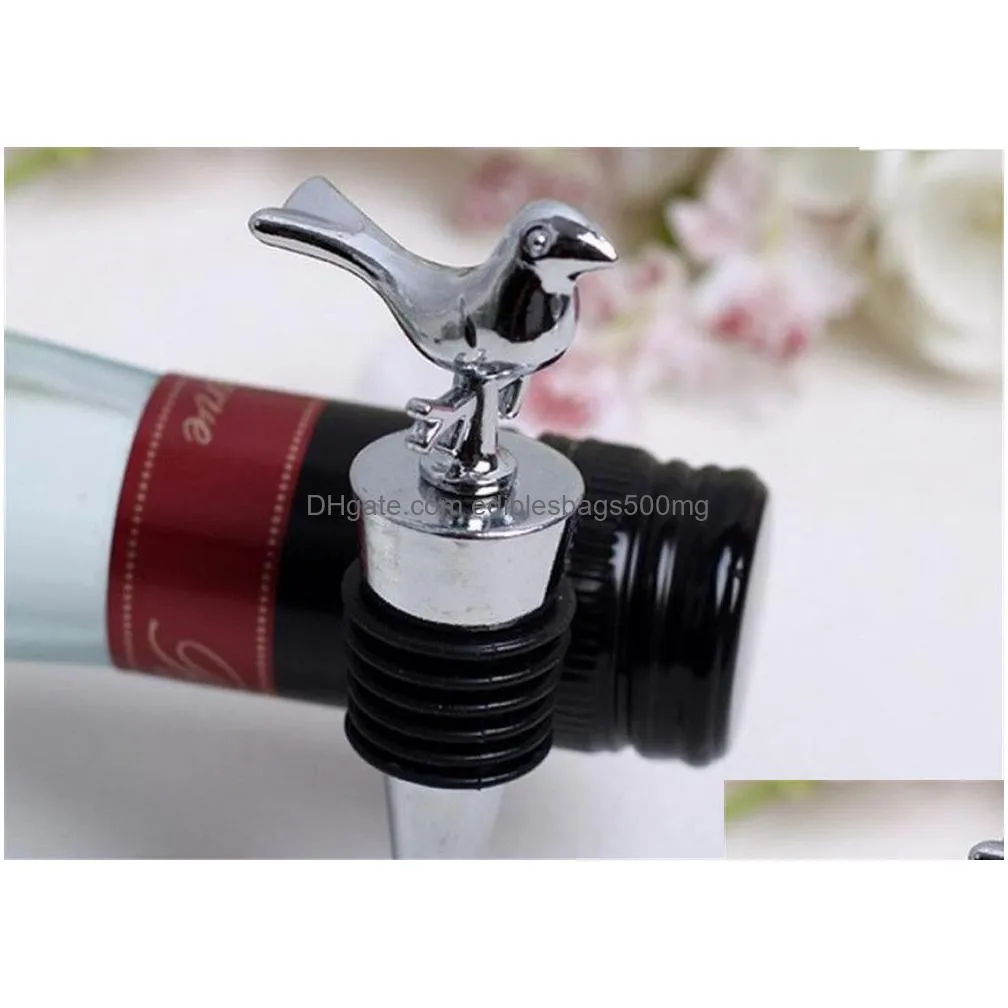 wedding favor chrome alloy love bird wine stopper bridal christmas party wine bottle stopper wine pourer vinhos stoppers kd1