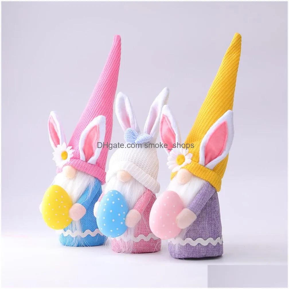 easter ornaments handmade faceless plush doll gnome bunny with easter egg home decor spring gifts for kids jk2102xb