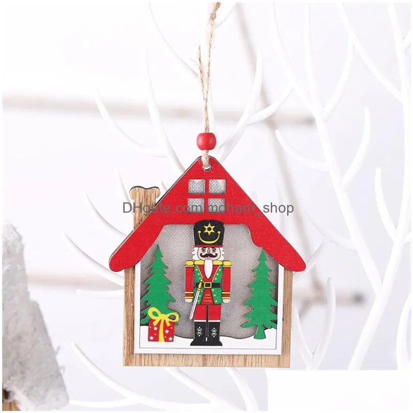 led christmas wooden pendants nutcracker puppet christmas tree decorations walnut soldier hanging ornaments year kids gifts