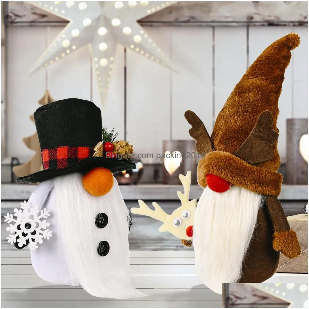 christmas decorations faceless gnome handmade plush santa snowman reindeer doll home party windows ornament xbjk2108