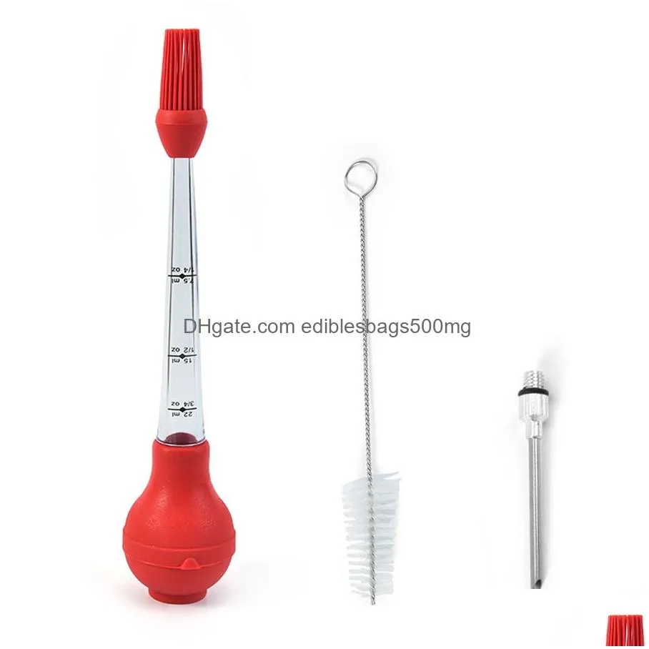 turkey baster marinade injector needle with bbq basting brush and cleaning brush meat syringe kitchen assessoies xbjk2006