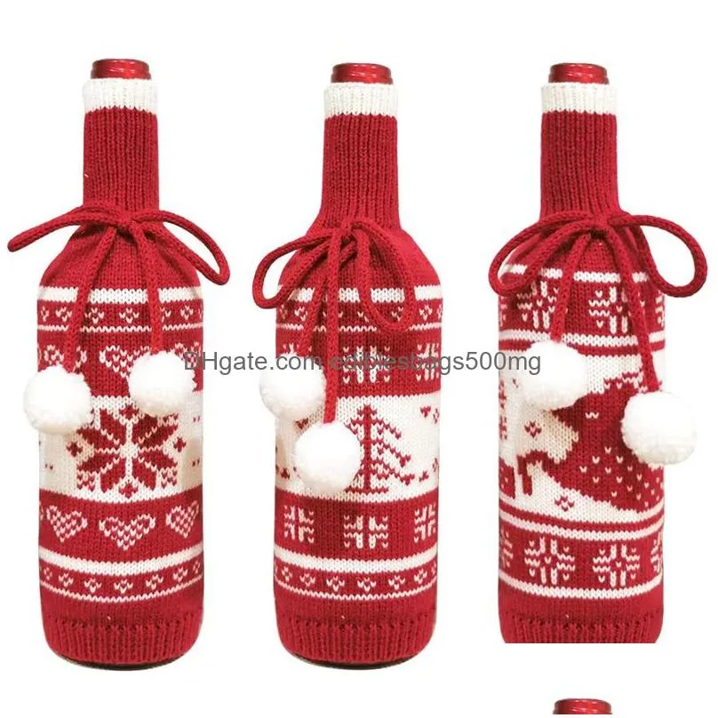 christmas wine bottle cover party ornament mini plaid coat sweater wine bottle bags xmas year dinner party decoration jk2010xb