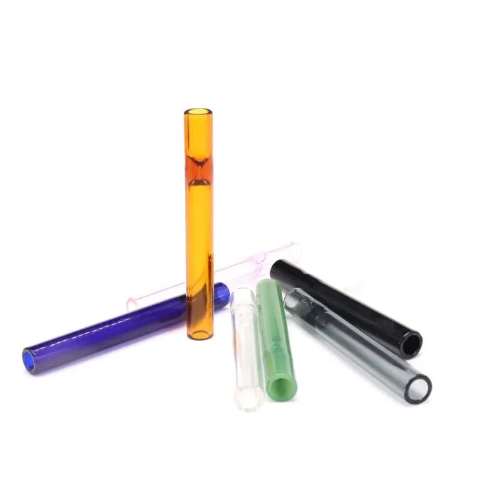 reusable glass tips smoking tobacco herb holder tube thick pyrex 12mm wide 10cm length shrink eye type glass smoke pipe straight tube glass nozzle