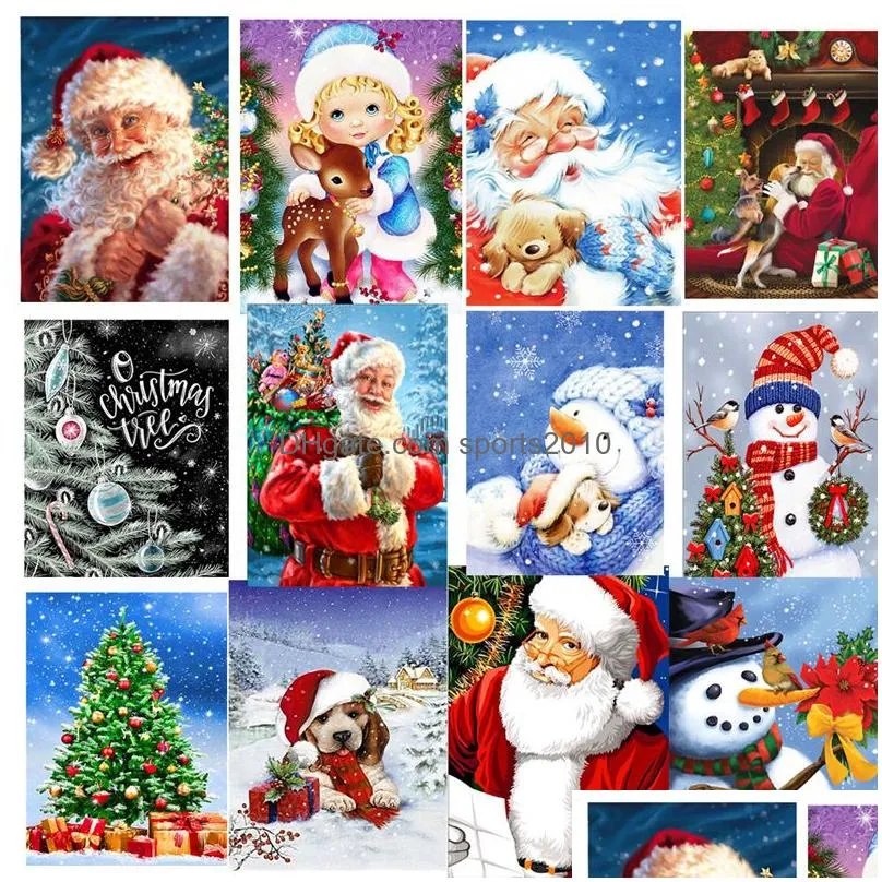 5d diy christmas full drill rhinestone diamond painting kits cross stitch santa claus snowman home decor jk2008kd