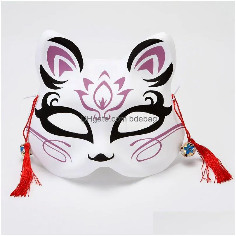 japanese fox masks hand-painted style pvc fox cat mask cosplay masquerade festival ball kabuki kitsune cosplay costume jk2009xb