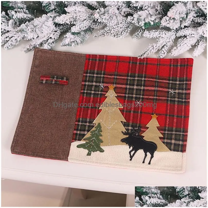 christmas table mats heatproof cloth kitchen dining pads xmas plaid elk tree placemat christmas decoration jk2010xb