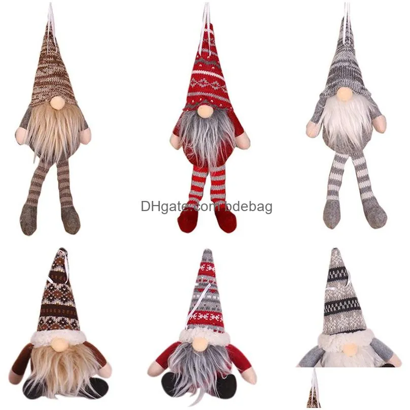 handmade santa tomte gnome christmas tree pendants hanging ornaments year xmas home party decoration jk2009xb