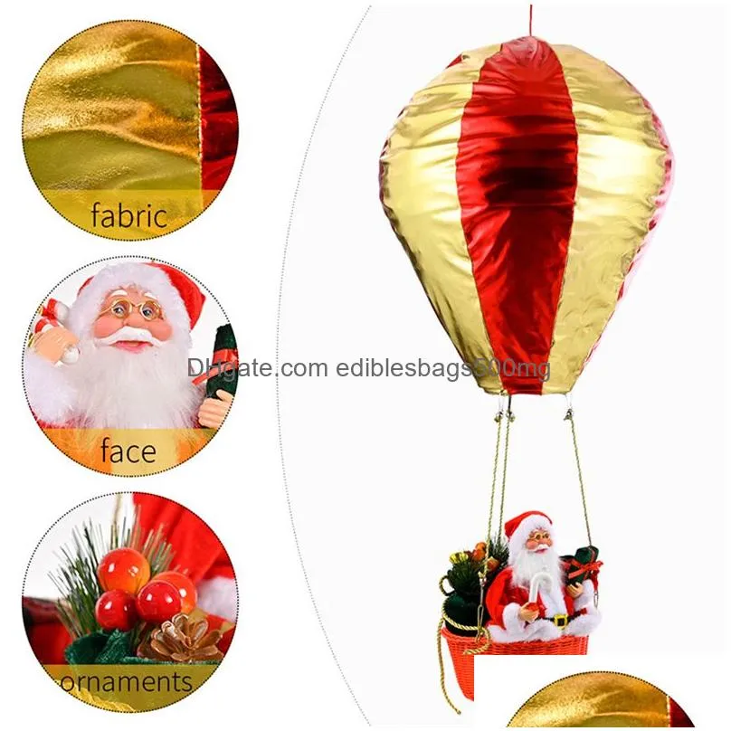 christmas hanging ornament air balloon with santa ceiling pendant indoor outdoor festive holiday decor 1xbjk2108