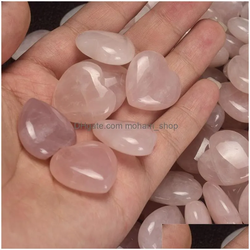 healing crystal natural rose quartz love heart worry stone chakra reiki balancing for diy craft 1 home decor jk2101kd