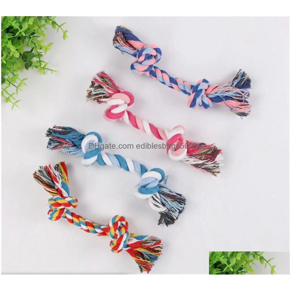 pets toy dogs pet supplies pet dog puppy cotton chew knot toy durable braided bone rope 18cm funny tool random color