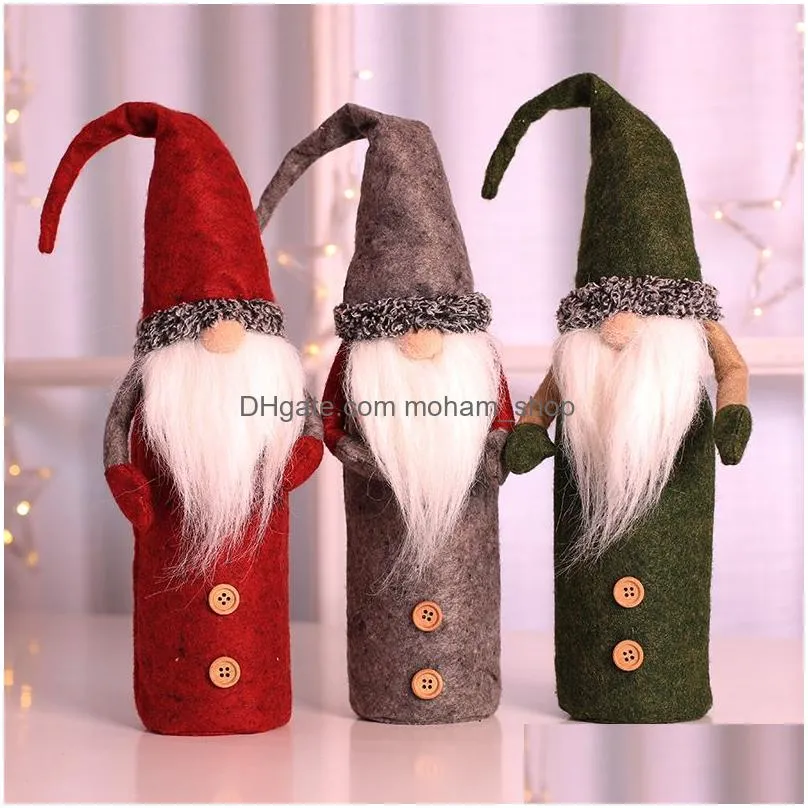 christmas gnomes wine bottle cover handmade swedish tomte gnomes santa claus bottle toppers bags holiday home decorations jk2010xb