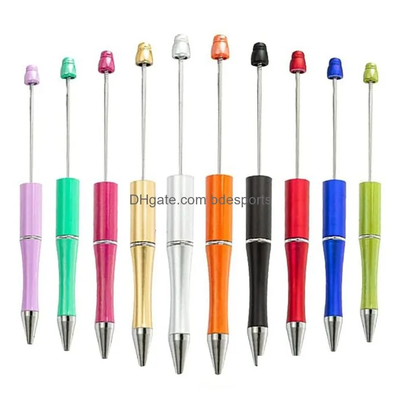 plastic beadable pen diy bead ballpoint pens for kids students presents office school supplies mixed color xbjk2112