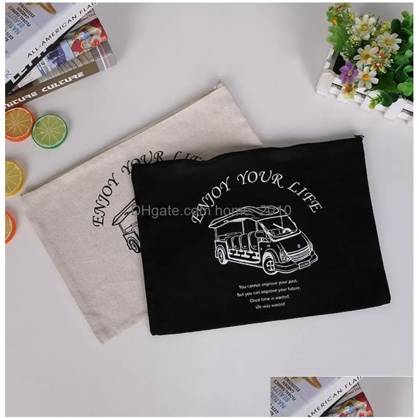 sublimation blank cosmetic bags canvas zipper pencil cases customized women makeup bag fashion handbag pouchs bags td657