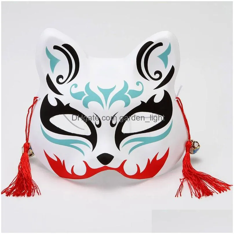 japanese fox masks hand-painted style pvc fox cat mask cosplay masquerade festival ball kabuki kitsune cosplay costume jk2009ph