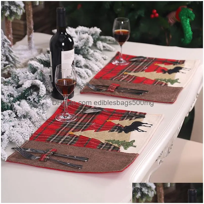 christmas table mats heatproof cloth kitchen dining pads xmas plaid elk tree placemat christmas decoration jk2010xb