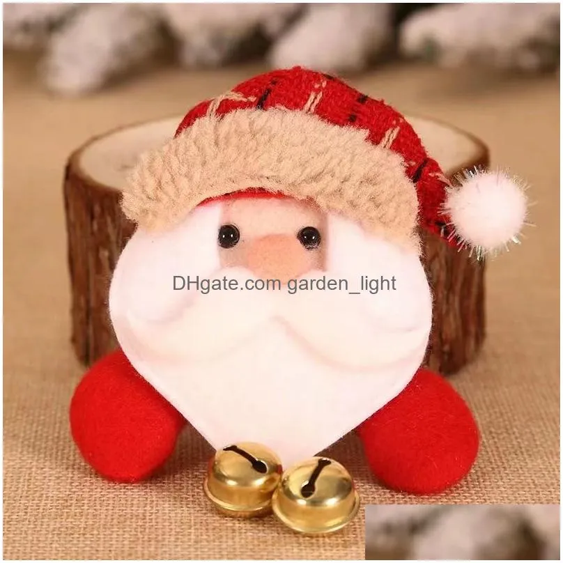 light up christmas brooch pins santa with jingle bell decorations for woman kids xmas party favors gifts bag charms xbjk2111