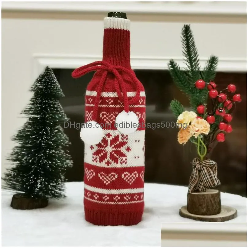 christmas wine bottle cover party ornament mini plaid coat sweater wine bottle bags xmas year dinner party decoration jk2010xb