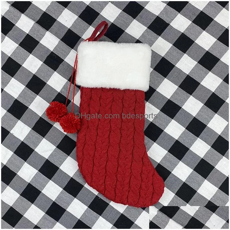 christmas stockings 16 inch large size knitted xmas stocking decorations family holiday season decor red green white jk2008xb