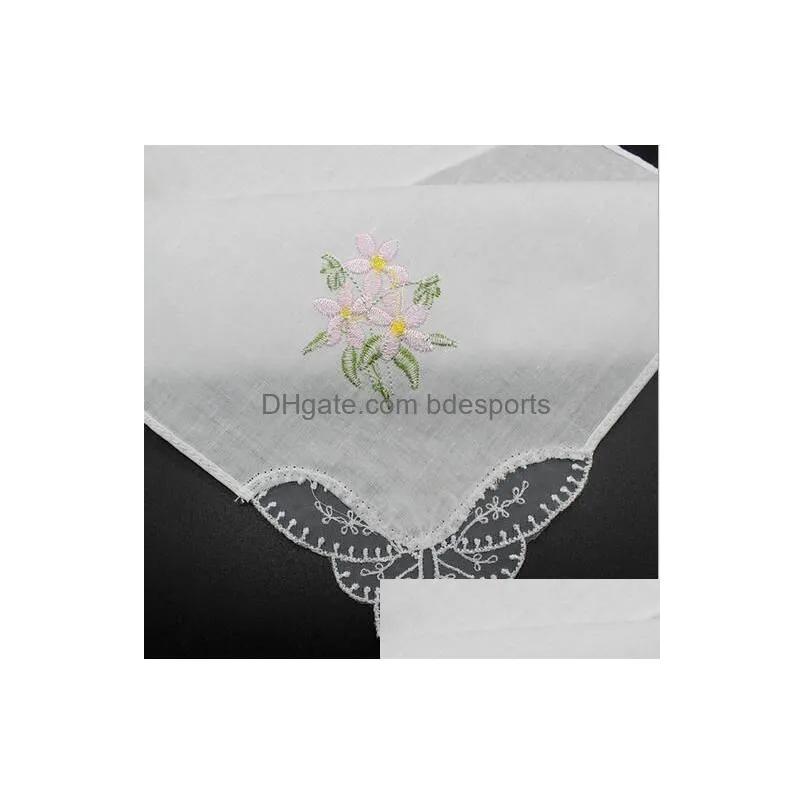 vintage pure cotton handkerchief girl napkin embroidered women napkin embroidered butterfly lace flower handkerchief home tableware