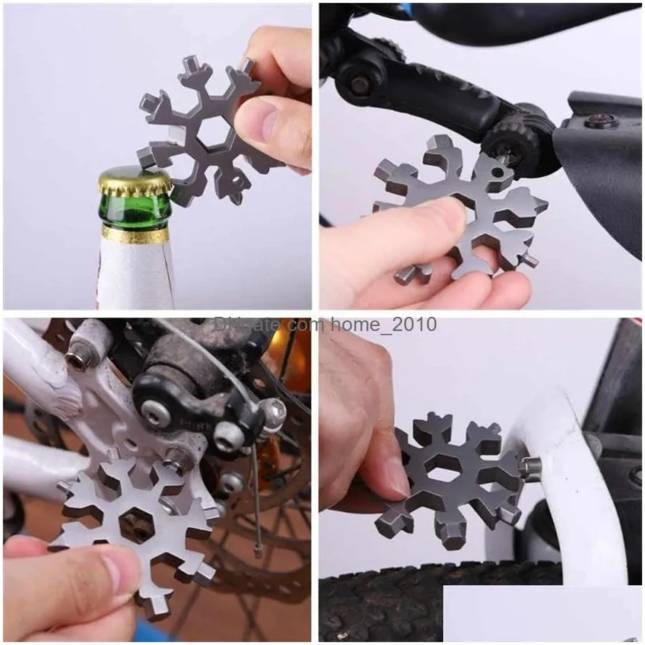 portable openers hex wrench multipurpose spanner multi pocket tool 18 in 1 mini snowflake camp survive outdoor hike key ring